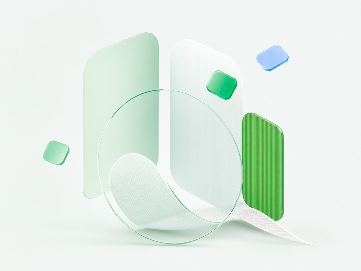 Translucent green abstract architectural composition