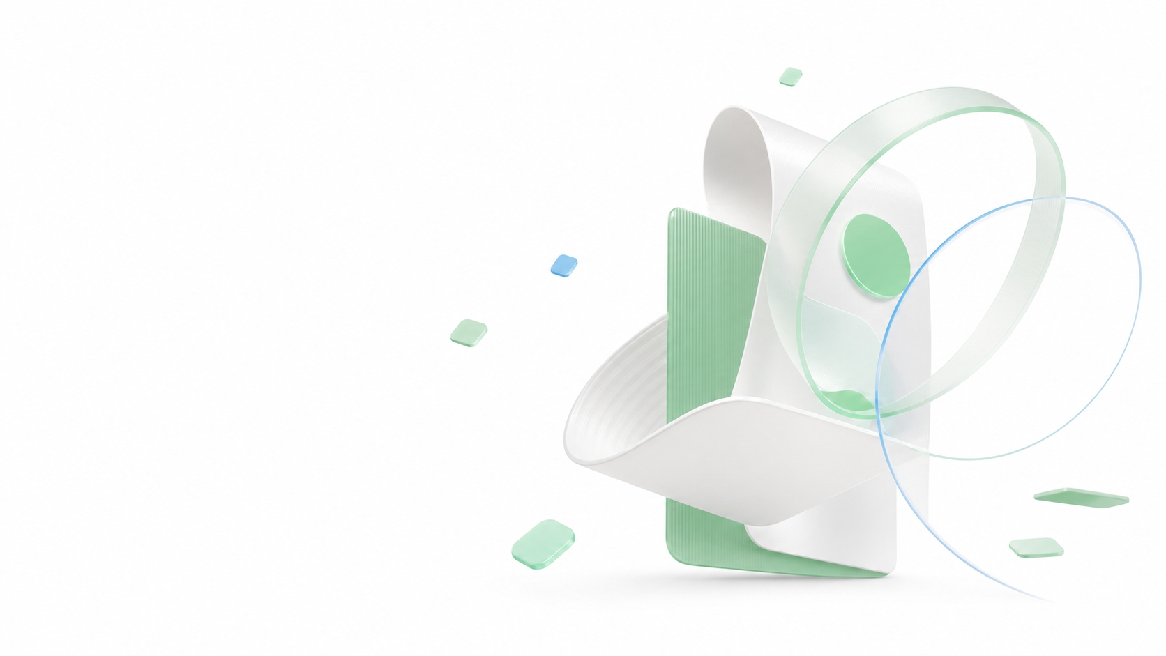 Abstract green and white kinetic sculpture