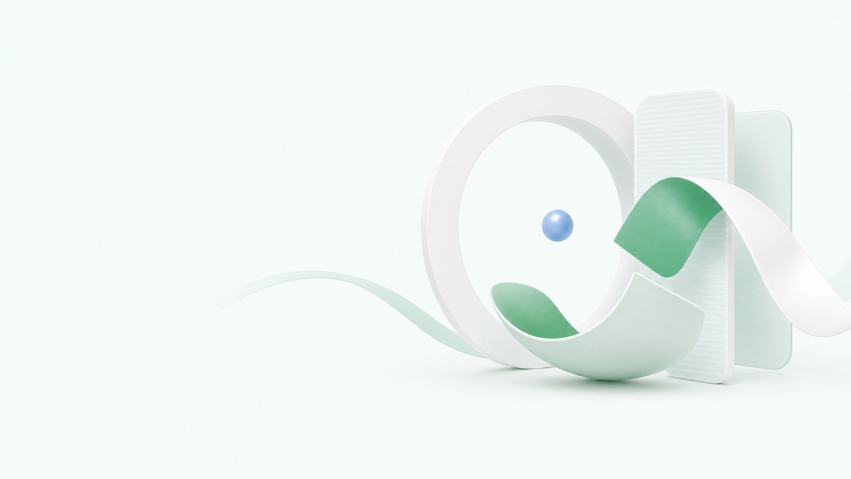 Abstract studio sculpture in green and white